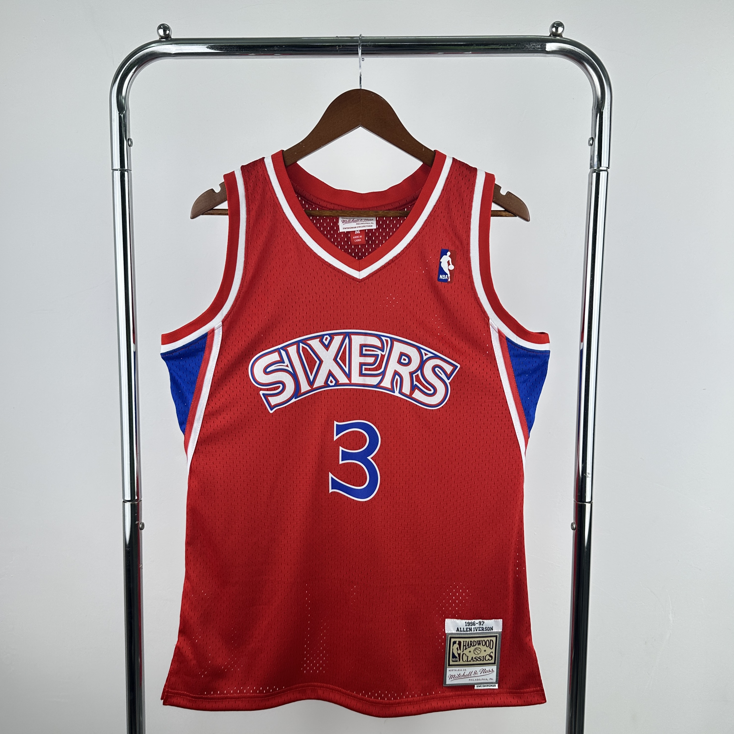 Men Philadelphia 76ers #3 Iverson Red Throwback Game 2025 NBA Jersey->philadelphia 76ers->NBA Jersey
